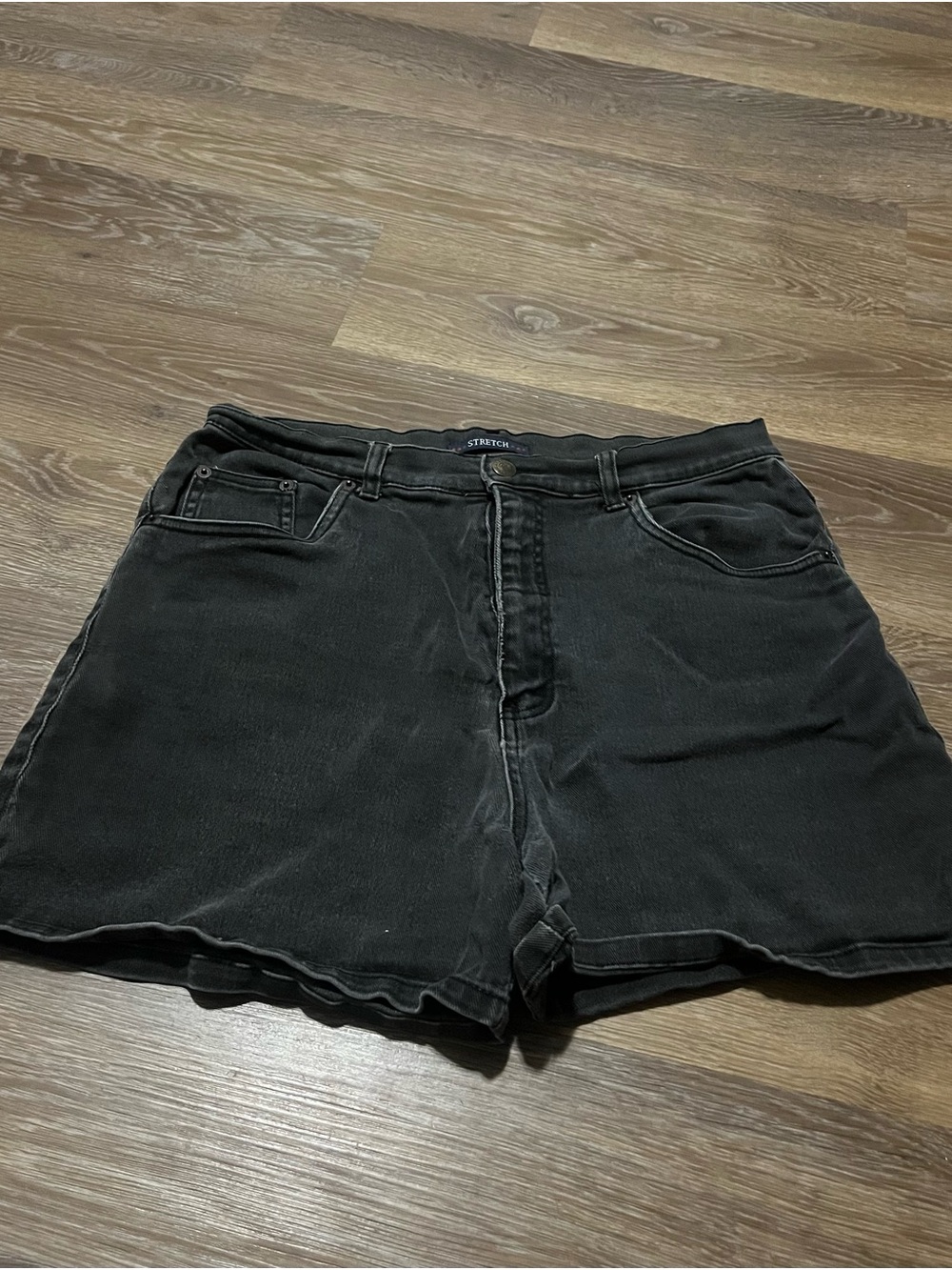 bill blass Washed Black Denim High-Rise Shorts